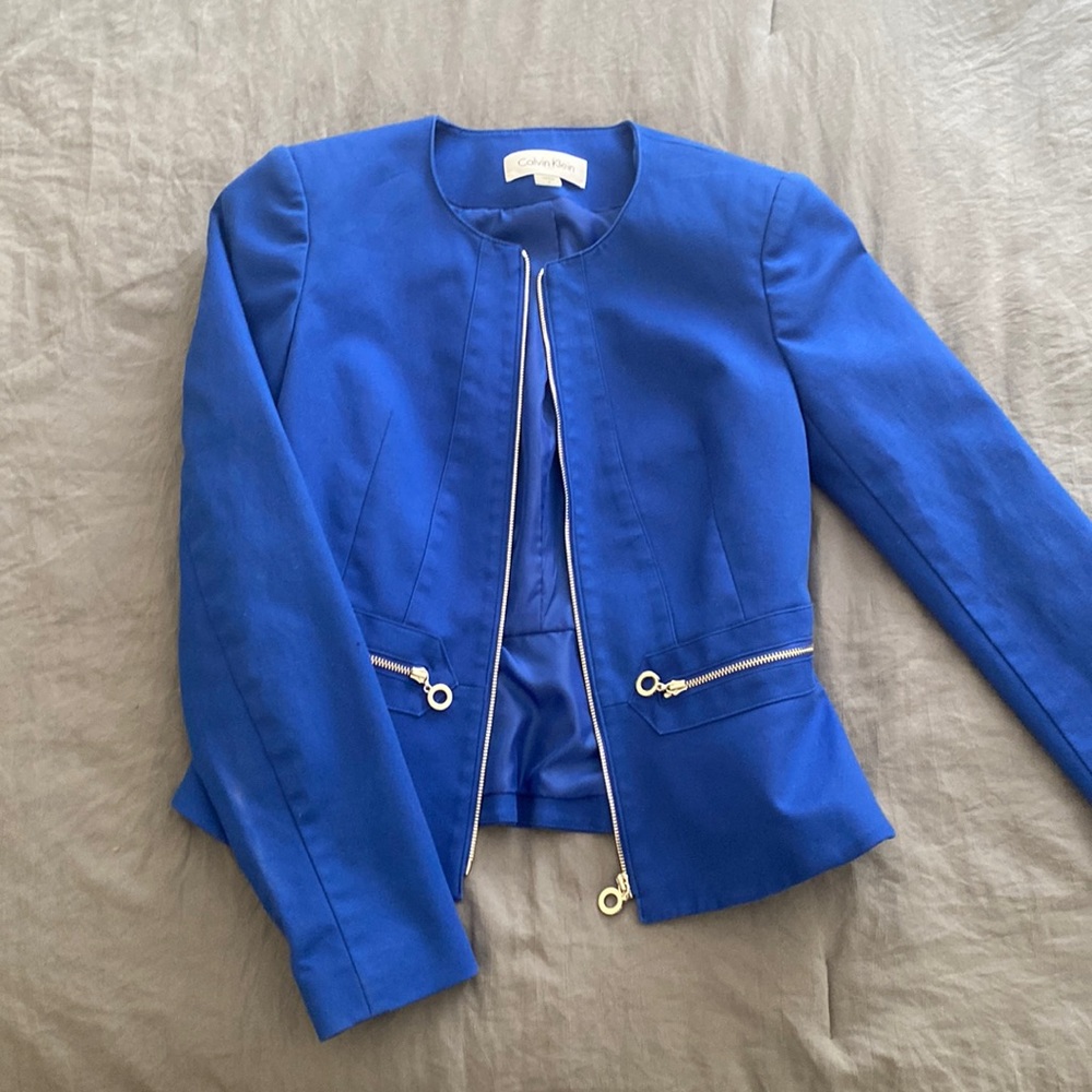 Calvin Klein Blue Suit Jacket Size 0
